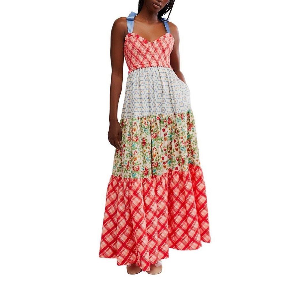 NWT Free People Women's Bluebell Maxi Sz M Cherry Combo